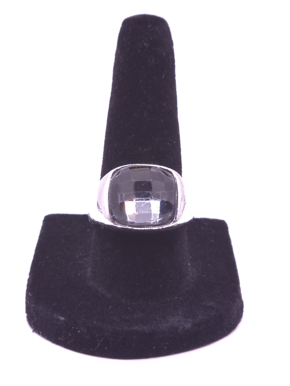 Lia Sophia Gray Faceted Statement Ring Size 7 Silver Tone
